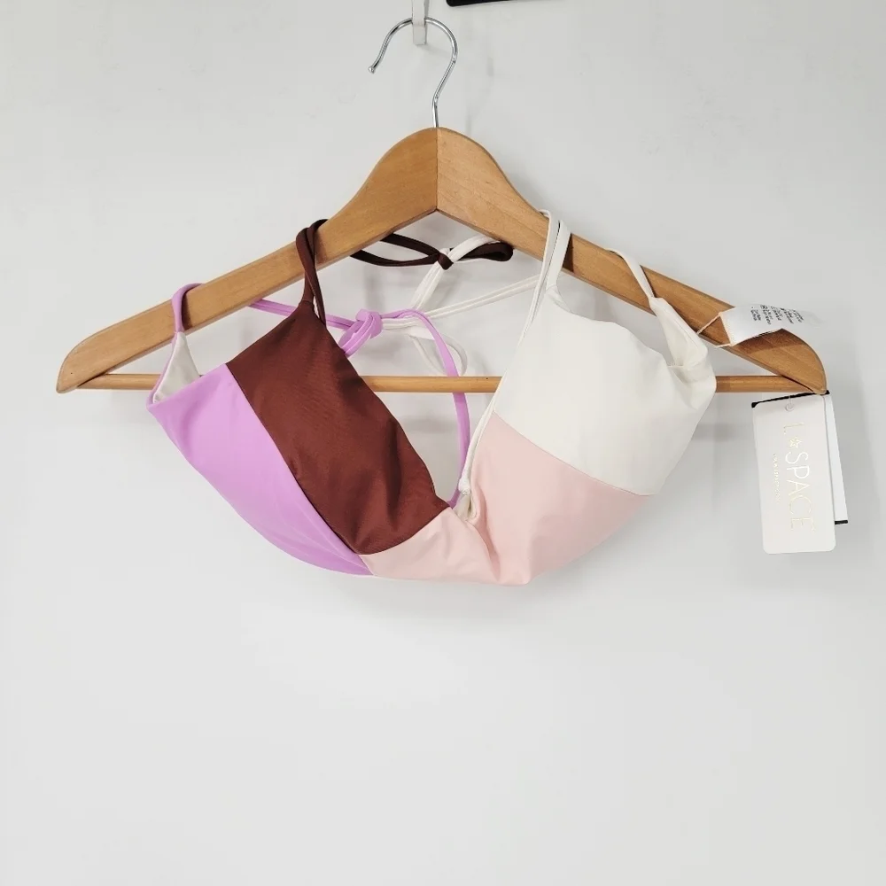 L*Space Sea Glass Top Women's XL New Neutral Minimal Nudes Bikini Top Minimalist